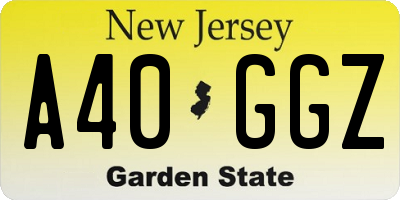 NJ license plate A40GGZ