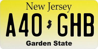 NJ license plate A40GHB