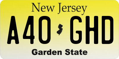 NJ license plate A40GHD