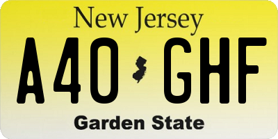NJ license plate A40GHF