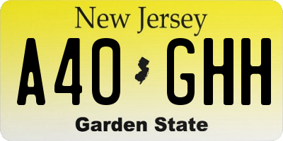 NJ license plate A40GHH