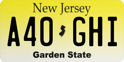NJ license plate A40GHI