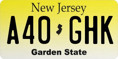 NJ license plate A40GHK