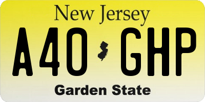 NJ license plate A40GHP
