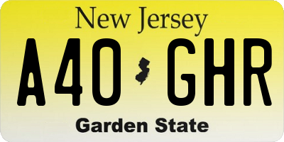 NJ license plate A40GHR