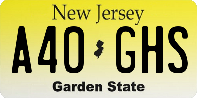 NJ license plate A40GHS