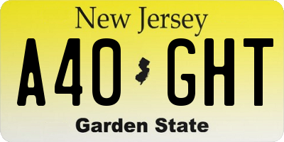 NJ license plate A40GHT