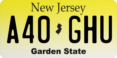 NJ license plate A40GHU