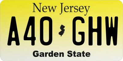 NJ license plate A40GHW