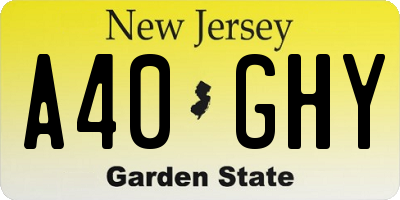 NJ license plate A40GHY