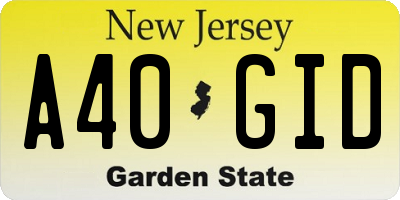 NJ license plate A40GID