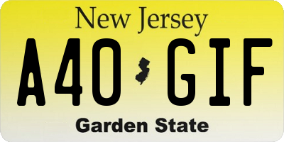 NJ license plate A40GIF