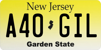 NJ license plate A40GIL