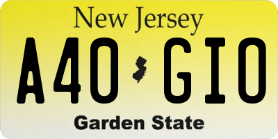 NJ license plate A40GIO