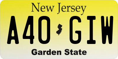 NJ license plate A40GIW