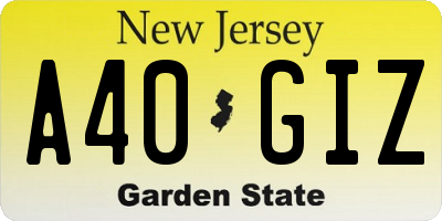 NJ license plate A40GIZ