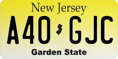 NJ license plate A40GJC
