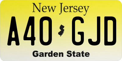 NJ license plate A40GJD