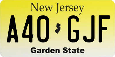 NJ license plate A40GJF