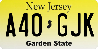 NJ license plate A40GJK