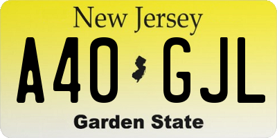 NJ license plate A40GJL