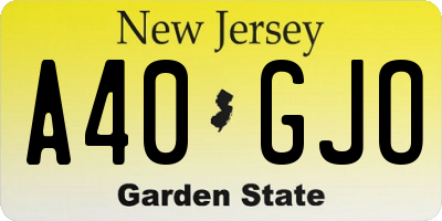 NJ license plate A40GJO