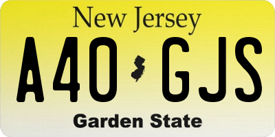 NJ license plate A40GJS
