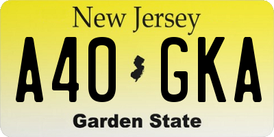 NJ license plate A40GKA