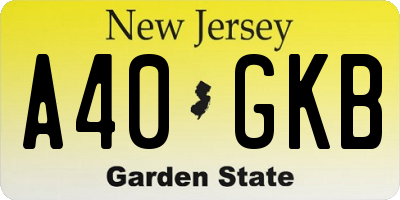 NJ license plate A40GKB