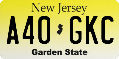 NJ license plate A40GKC
