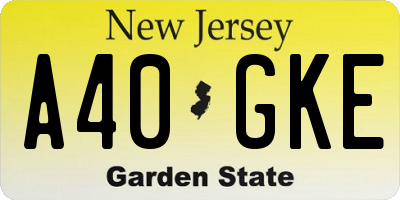NJ license plate A40GKE
