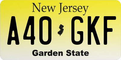 NJ license plate A40GKF