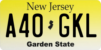 NJ license plate A40GKL
