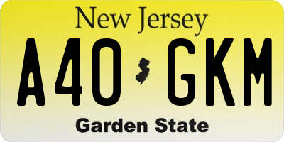 NJ license plate A40GKM