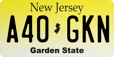 NJ license plate A40GKN