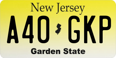 NJ license plate A40GKP