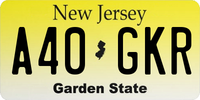 NJ license plate A40GKR