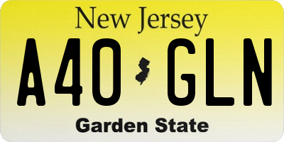 NJ license plate A40GLN