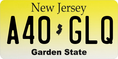 NJ license plate A40GLQ