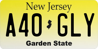 NJ license plate A40GLY