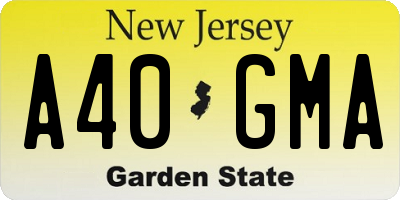 NJ license plate A40GMA
