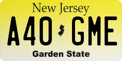 NJ license plate A40GME