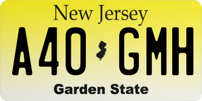 NJ license plate A40GMH
