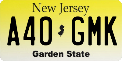 NJ license plate A40GMK