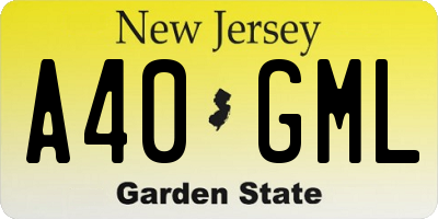 NJ license plate A40GML
