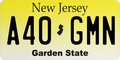 NJ license plate A40GMN
