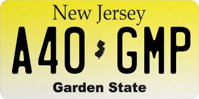 NJ license plate A40GMP