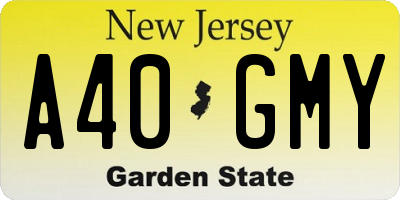 NJ license plate A40GMY