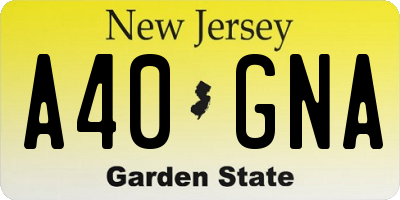 NJ license plate A40GNA