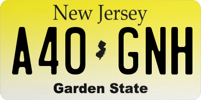NJ license plate A40GNH